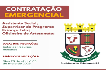 Aberta Inscrição para Contratação Emergencial em Crissiumal!