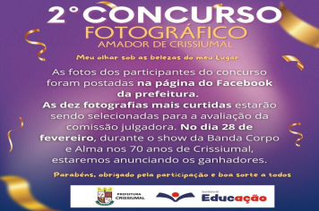 Segundo concurso fotográfico amador, “Meu olhar sob as belezas do meu lugar”.