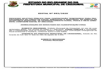 EDITAL 092/2020 - FISCAL-RESULTADO FINAL