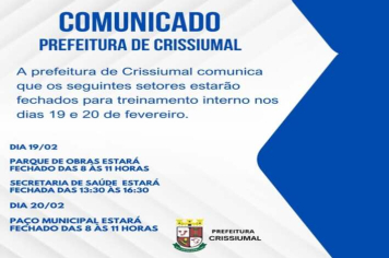 Comunicado da prefeitura de Crissiumal
