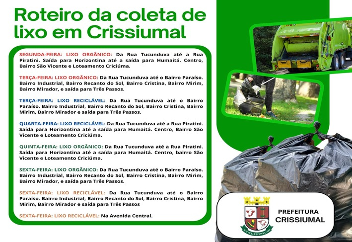 Roteiro de Recolhimento de Lixo – Crissiumal