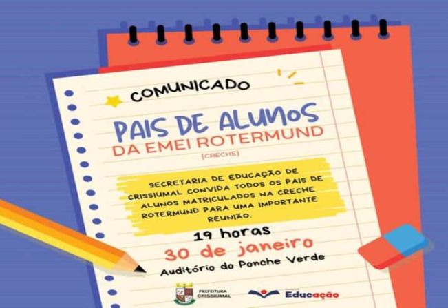 Comunicado da Secretaria de Educação de Crissiumal