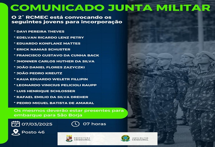 Comunicado da junta de serviço Militar