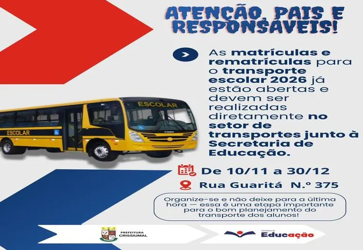 Atenção, pais e responsáveis!