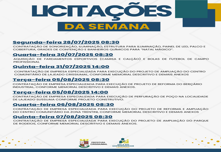Licitações da Semana – Prefeitura de Crissiumal
